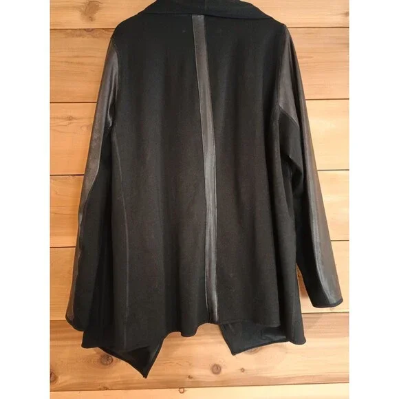 SPANX Womens Jacket Drape Front Ponte Fabric Black Size 2X Cardigan - Picture 4 of 9